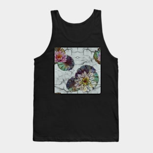 Lotus flowers White Marble Tank Top